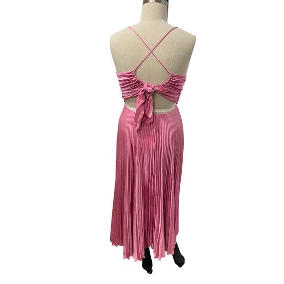 A.L.C. Gemini Pleated Cut Out Midi Dress Chateau Rouge 10 - Picture 6 of 11